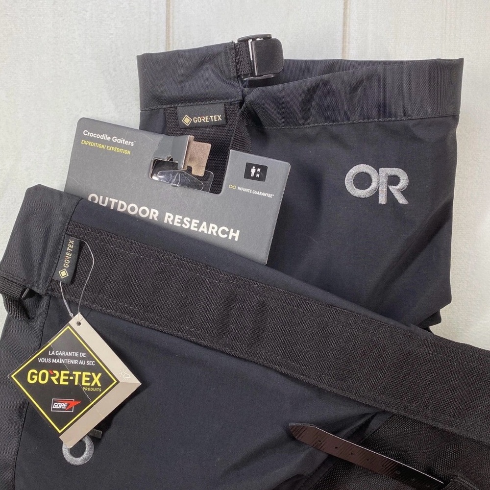 Outdoor Research Crocodile Gaiters Mens Medium Black Hiking Snow Boot NWT